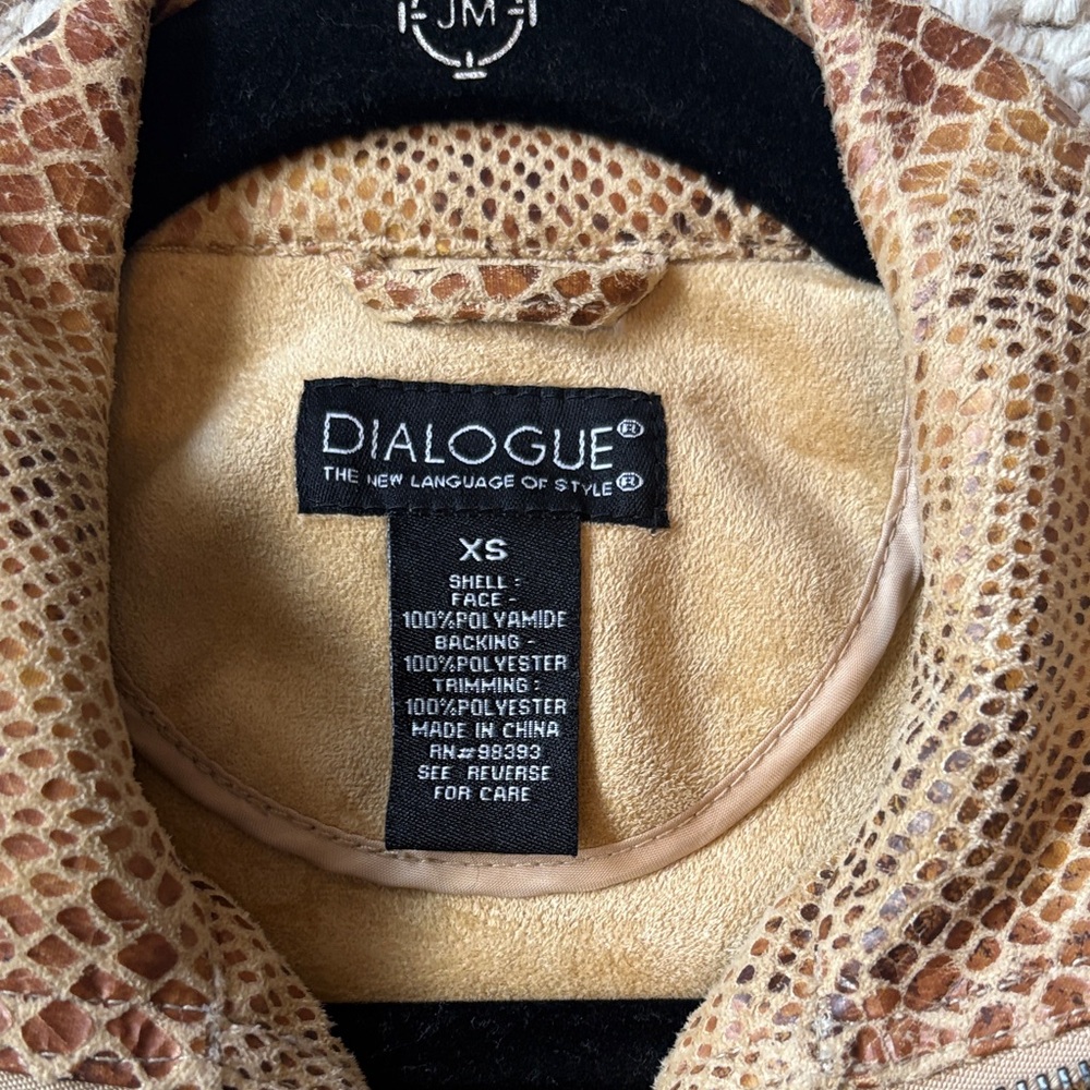 Dialogue Women's Tan Snake Print Leather Jacket - Picture 5 of 5